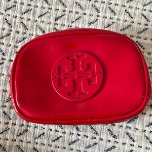 Tory Burch patent leather red cosmetic case